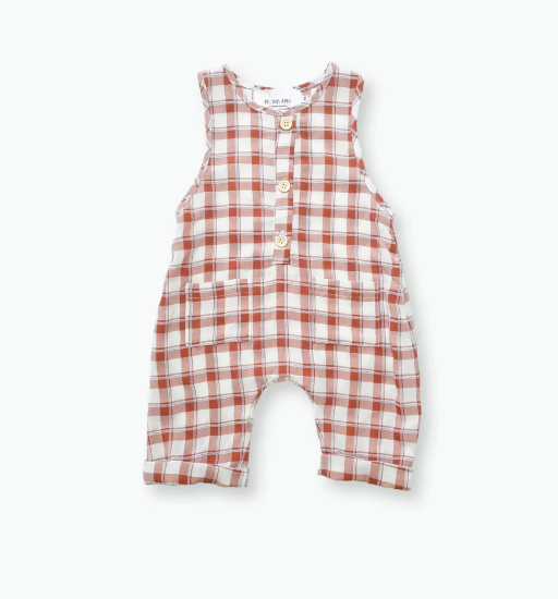 Avery Gingham Overalls Red